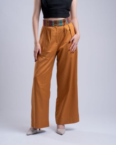 Pantalón Viscosa Mostaza Pretina Tejida