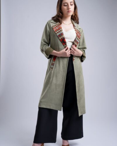 Cardigan Verde Manzana Solapa Tejida