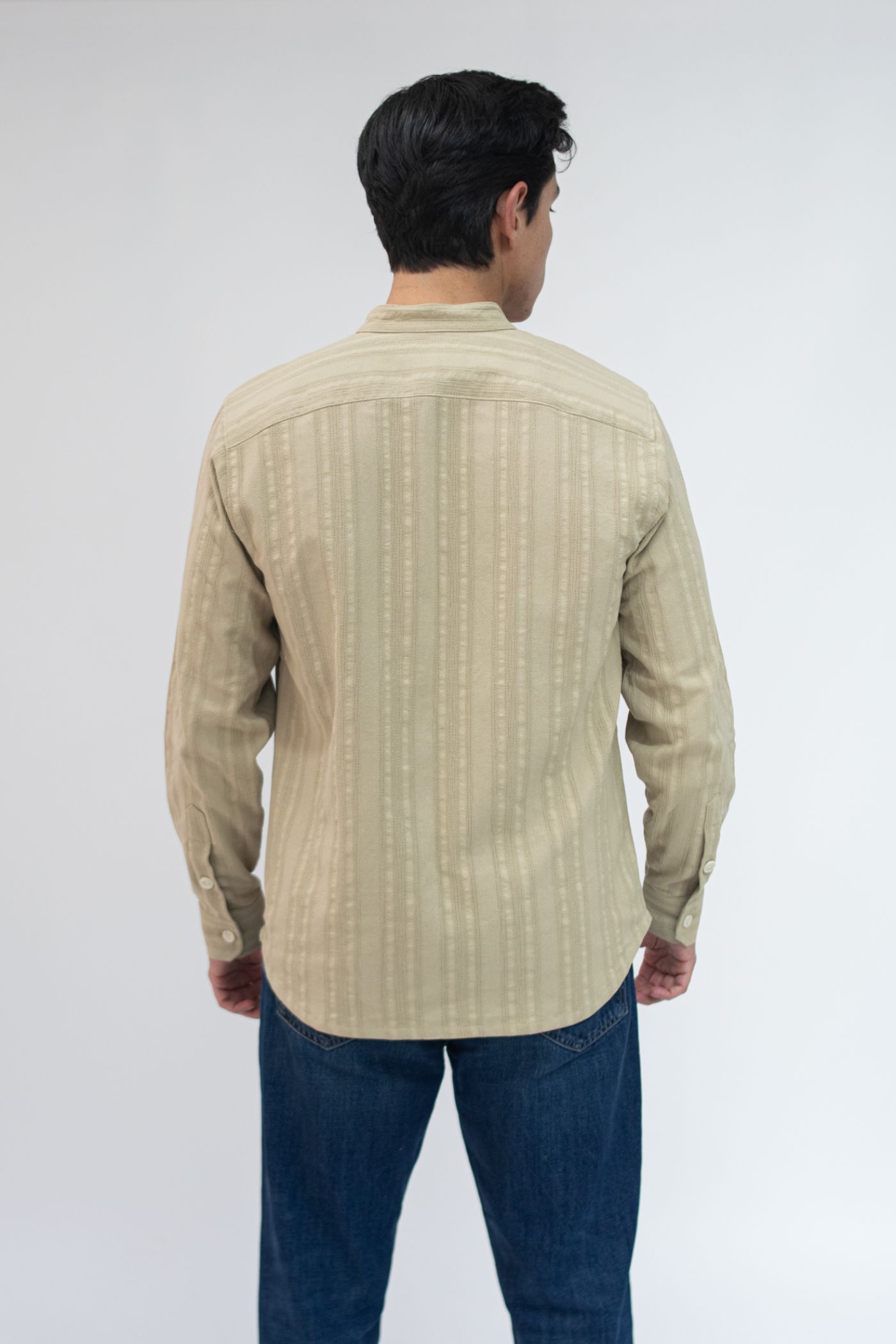 Camisa Algodón Caqui con Textura - Imagen 3