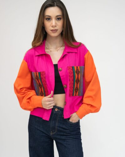 Camisa Lino Parches Bolsillos Tejidos