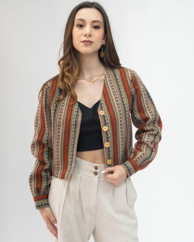 Chaqueta Corta Tejida Terracota