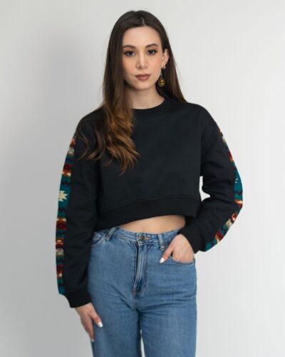 Sudadera Negra Tejidos Laterales