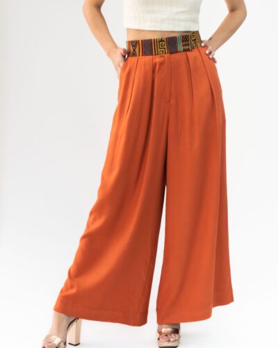 Pantalón Viscosa Terracota de Pretina Tejida