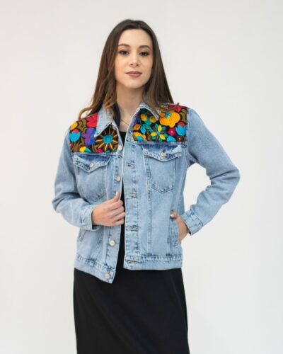 Chaqueta Jean Bordado flores de Colores
