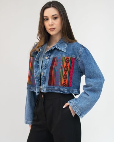 Chaqueta Jean Azul Oscuro Corta Oversized