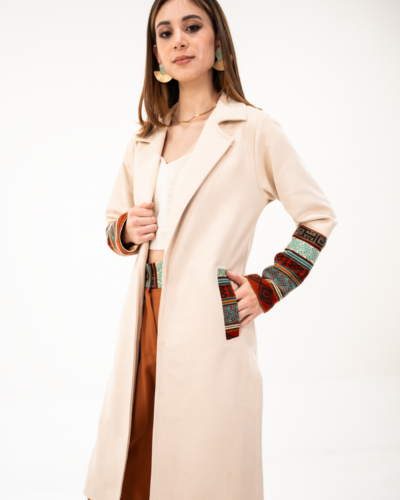 Cardigan Beige Tejido Media Manga