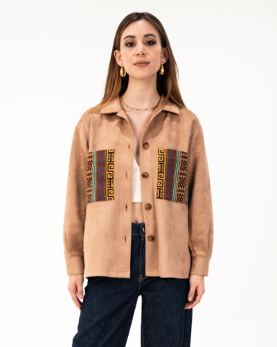 Sobrecamisa Oversized Caqui con Flecos