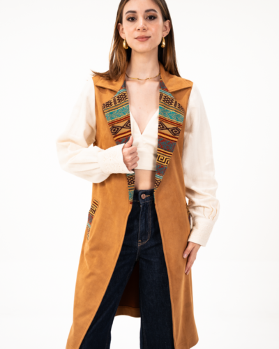 Cardigan Camel con Mangas Beige