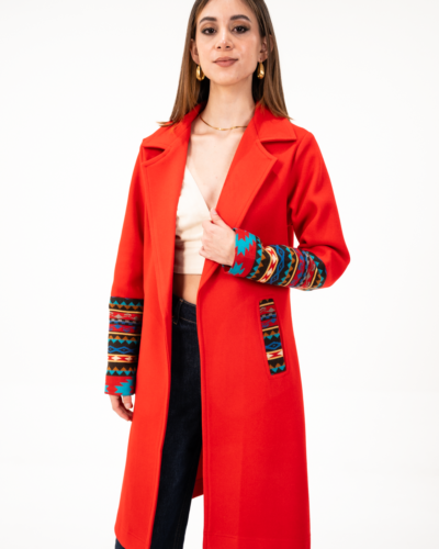 Cardigan Rojo Tejido Media Manga