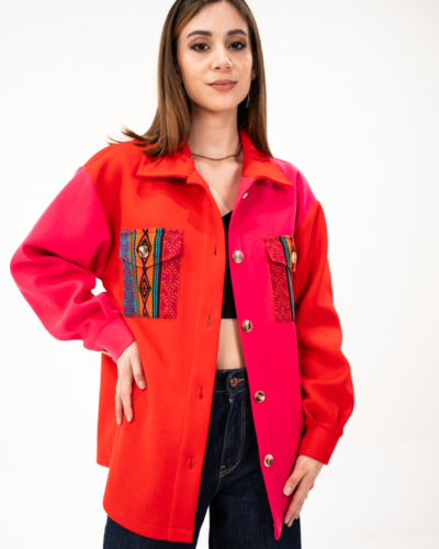 Chaqueta Parches Bolsillos Tejidos