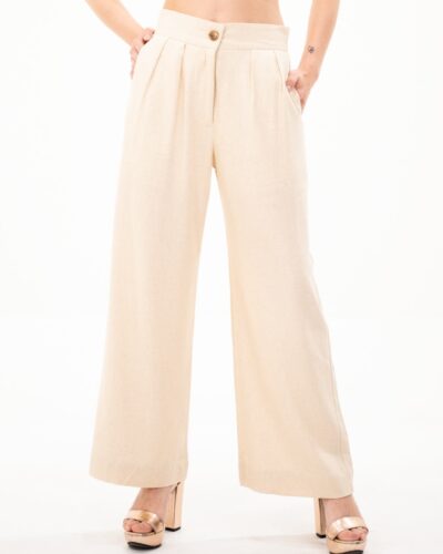 Pantalón Lino Beige Jaspeado
