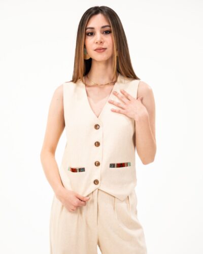 Chaleco Lino Beige