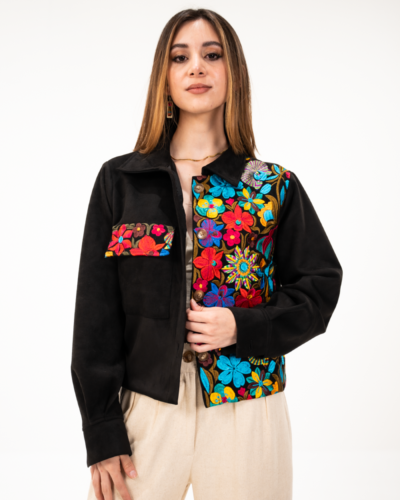 Chaqueta Negra Mitad Bordada