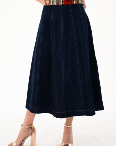 Falda Jean Azul con Pretina Tejida