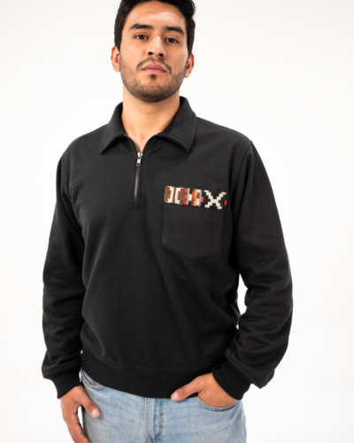 Hoodie Negra Espalda Tejida