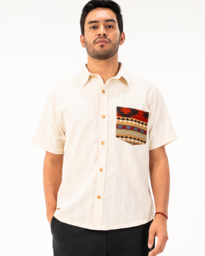 Camisa Beige Manga Corta