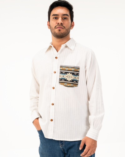 Camisa Algodón Blanco con rayas