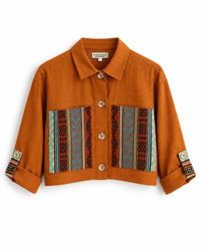 Chaqueta Corta Lino Terracota