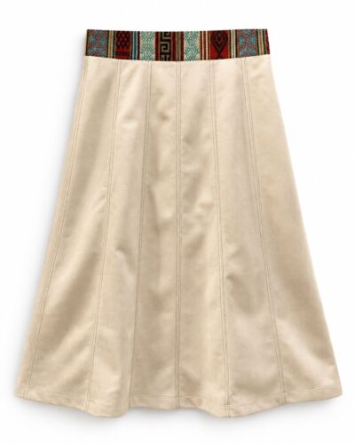 Falda Beige con Pretina Tejida