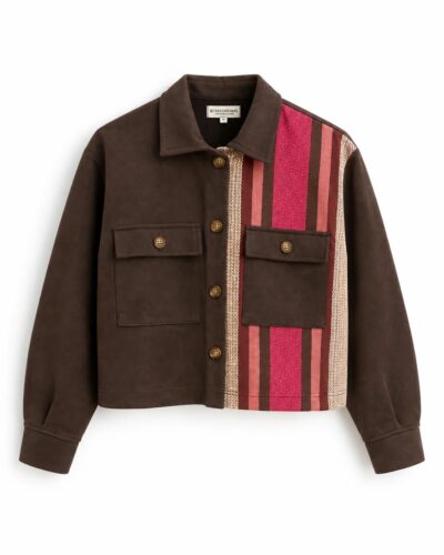 Chaqueta Café Mitad Tejida