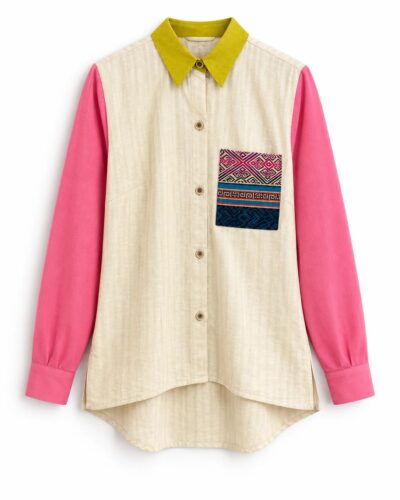 Camisa Parches con Bolsillo Tejido