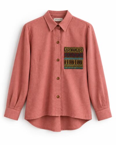 Camisa Palo de Rosa con Bolsillo Tejido