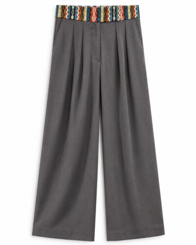 Pantalón Gris con Pretina Tejida