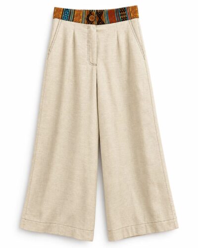 Pantalón Beige con Pretina Tejida