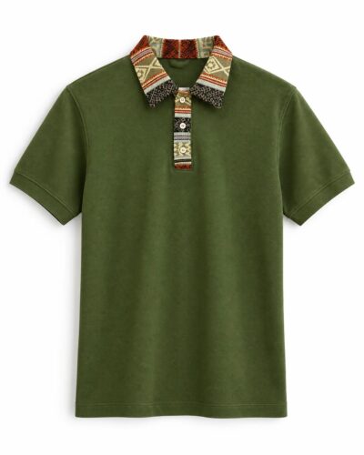 Camisa Polo Verde Cuello Tejido